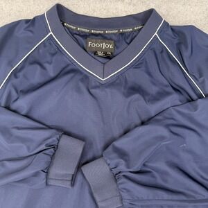FootJoy Mens Golf V-Neck Windbreaker Pullover Large 2XL XXL Blue Long Sleeve